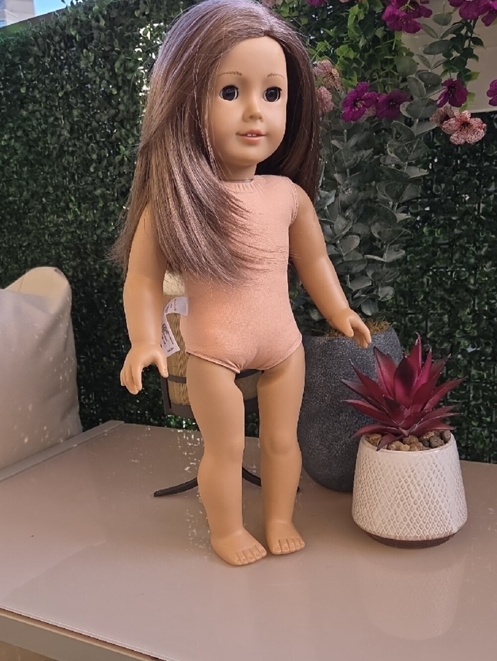 American Girl Sleeveless One-Piece Bodysuit in Peach